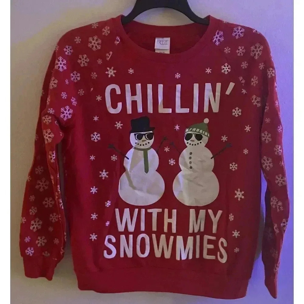 Freeze Christmas Sweatshirt Chillin With My Snowmies Crewneck Size M 7-9βP-Pβ21β